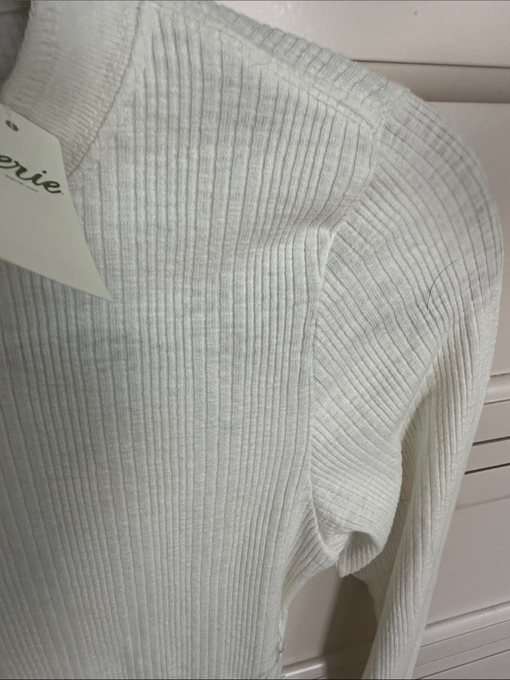 BNWT Aerie Ribbed Long Sleeve Crewneck Top - Ivory - Picture 4 of 7